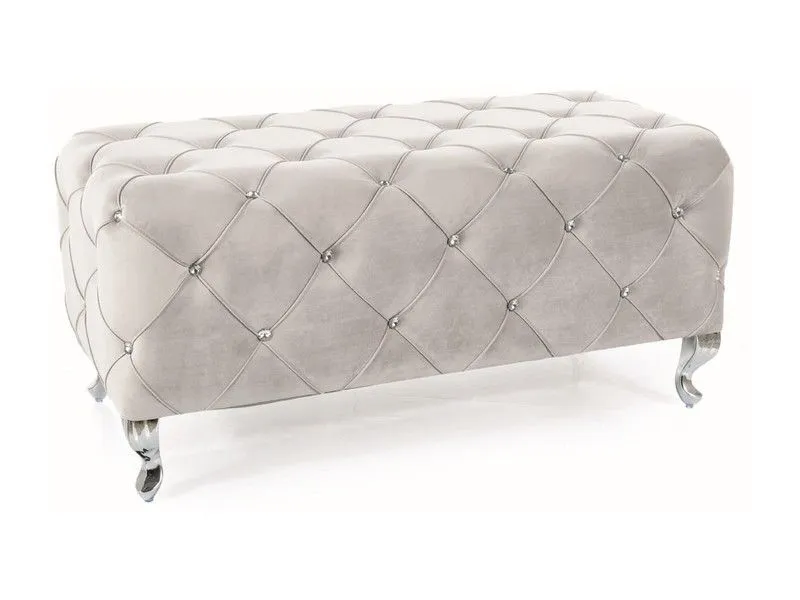 Ławka HESTIA VELVET jasnoszara welurowa | MIRAT. styl GLAMOUR