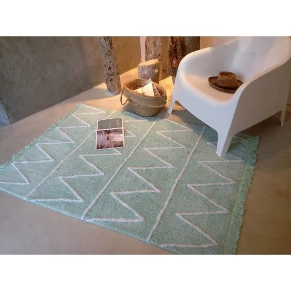 Dywan dziecięcy HIPPY MINT 120x160 zielony bawełniany we wzory | MIRAT.