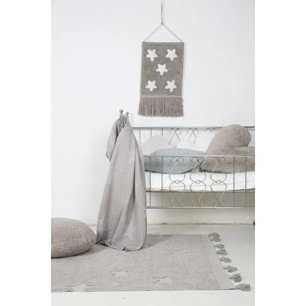 Dywan dziecięcy HIPPY STARS GREY 120x175 szary z frędzelkami | MIRAT.