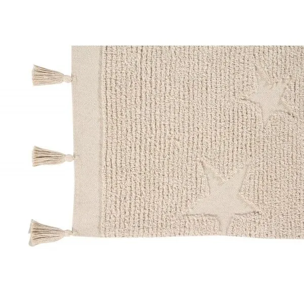 Dywan dziecięcy HIPPY STARS NATURAL 120x175 beżowy z frędzelkami | MIRAT.