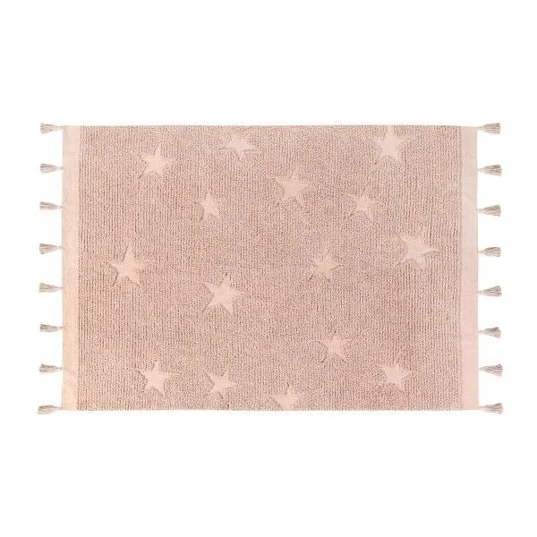 Dywan dziecięcy HIPPY STARS VINTAGE NUDE 120x175 różowy z frędzelkami | MIRAT.