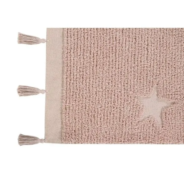 Dywan dziecięcy HIPPY STARS VINTAGE NUDE 120x175 różowy z frędzelkami | MIRAT.