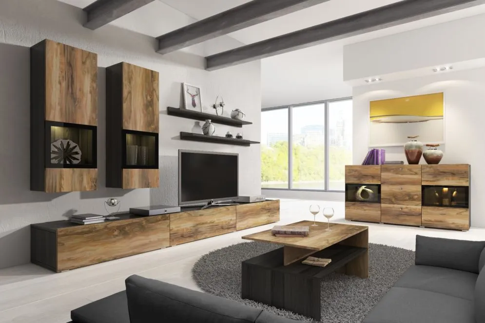 Stolik kawowy BAROS 100x60 orzech/czarny prostokątny I sklep meblowy MIRAT. styl LOFT kolekcja BAROS