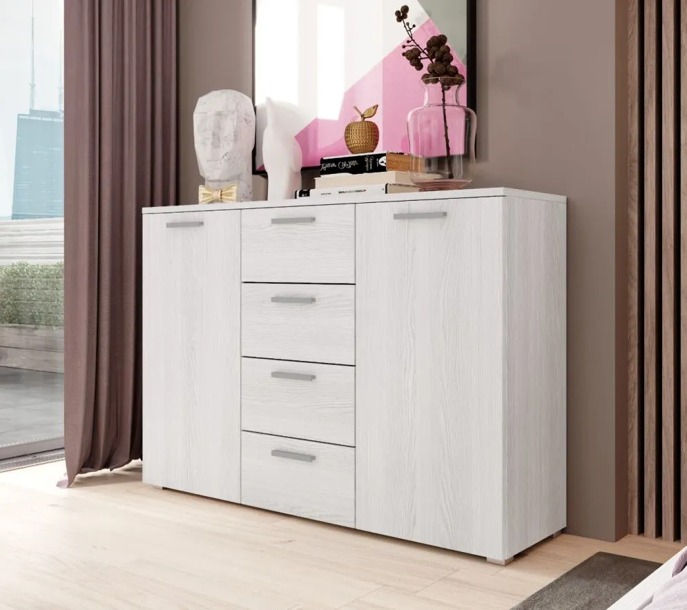 Komoda GALAXY 2D4S 132cm abisko ash z szufladami I sklep meblowy MIRAT. styl SKANDYNAWSKI kolekcja GALAXY HELVETIA