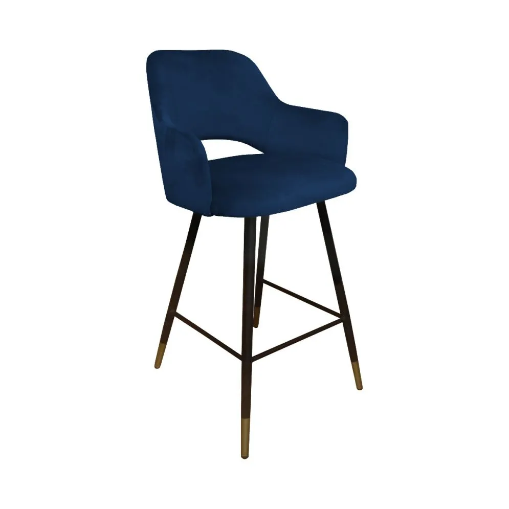 Hoker NAPO VELVET GOLD granatowy na czarnych metalowych nogach | MIRAT. w stylu GLAMOUR kolekcja