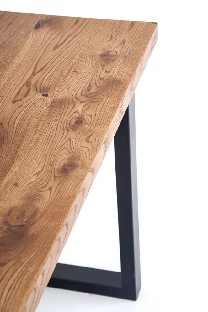 Stół HORUS 126(206)x80 jasny dąb/czarny fornirowany | MIRAT. w stylu LOFT kolekcja