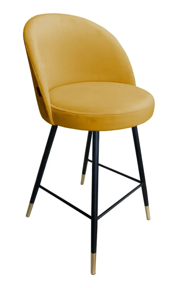 Hoker TANEW VELVET GOLD musztardowy/curry tapicerowany aksamitem | MIRAT. w stylu GLAMOUR kolekcja