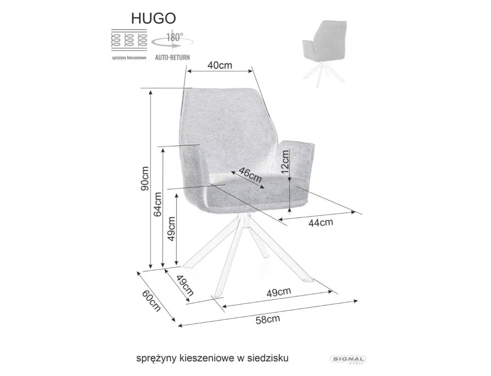 Krzesło tapicerowane HUGO BREGO oliwkowe obracane w stylu loft I sklep meblowy MIRAT. styl LOFT