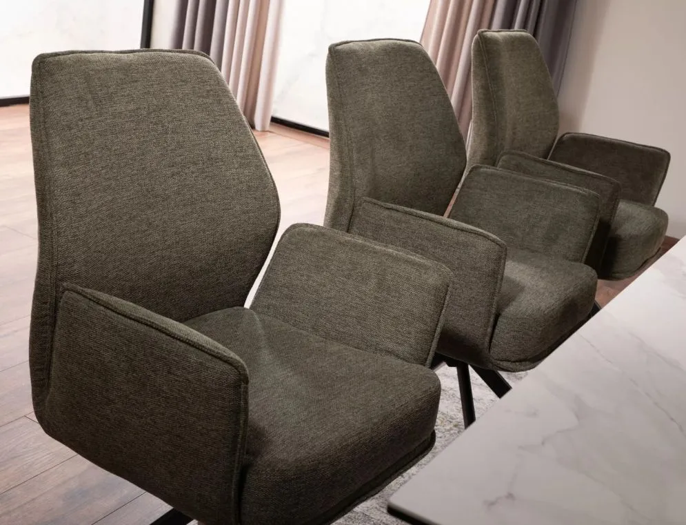 Krzesło tapicerowane HUGO BREGO oliwkowe obracane w stylu loft I sklep meblowy MIRAT. styl LOFT