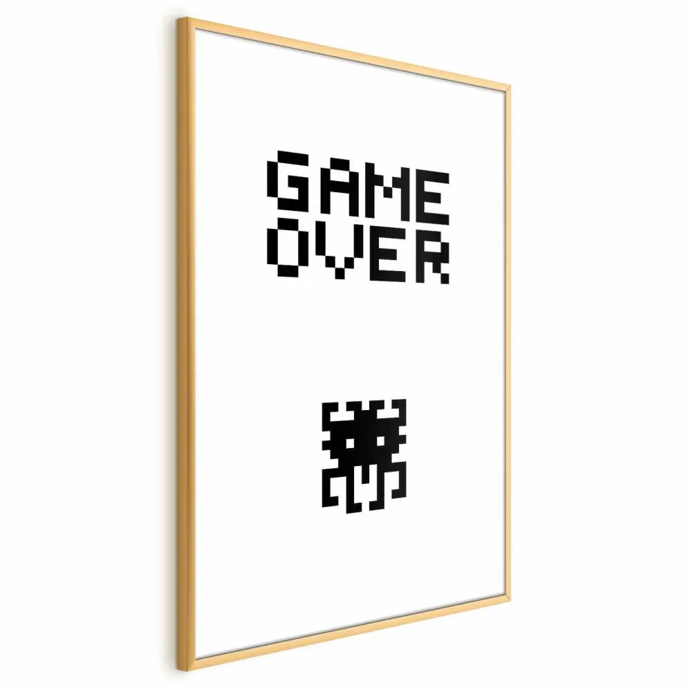 Plakat Game over 40x60 cm z ramą złotą z marginesem