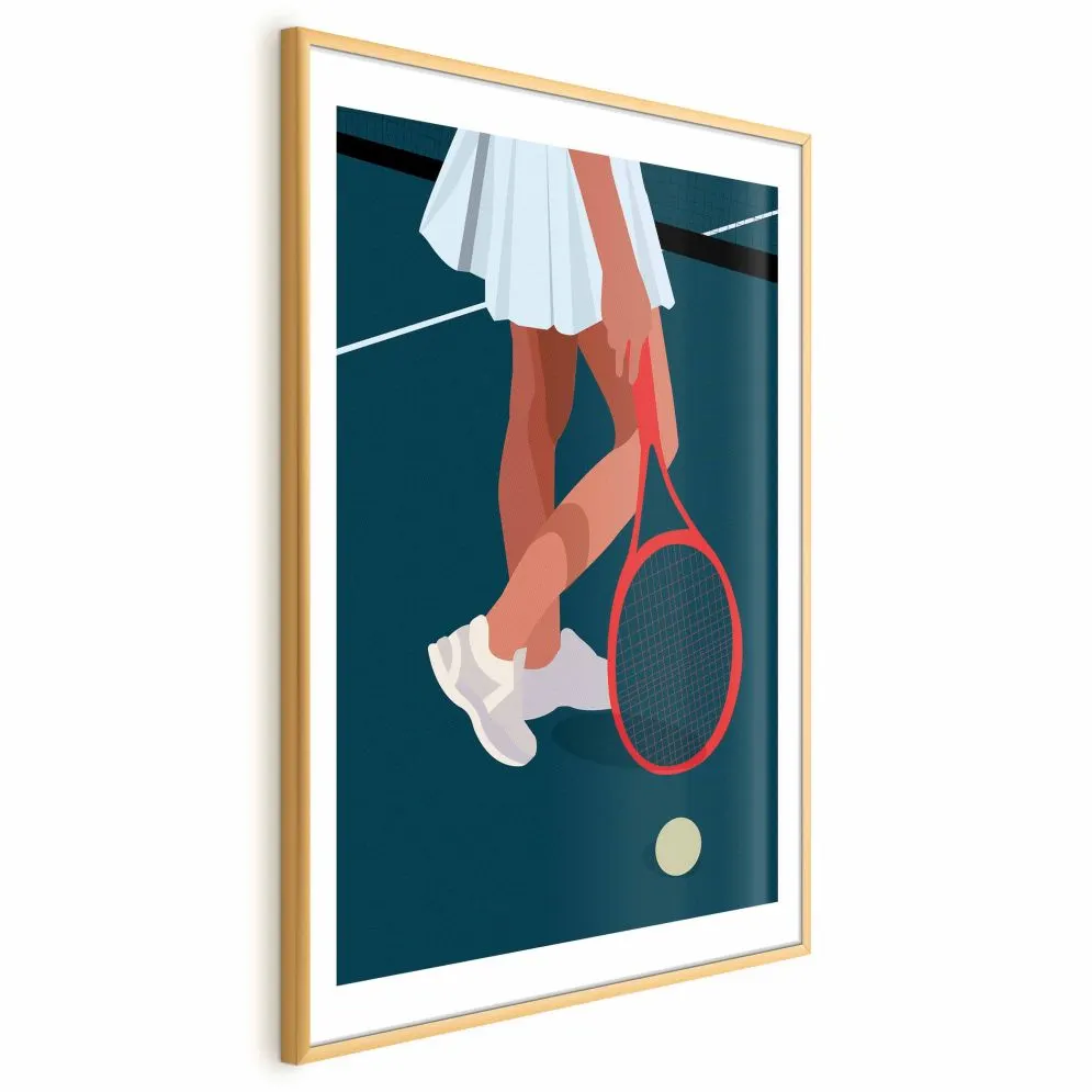 Plakat Tenisistka 40x60 cm z ramą złotą z marginesem | MIRAT.