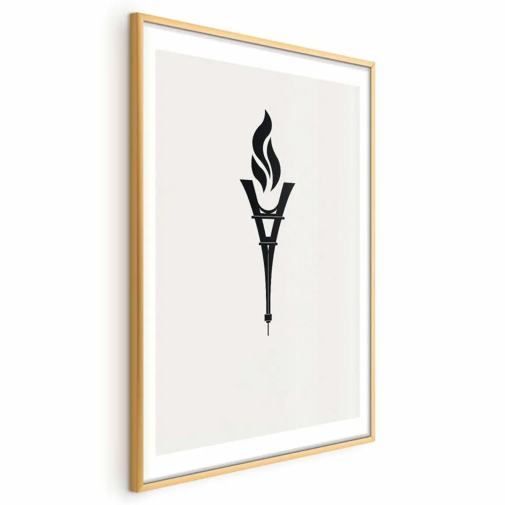 Plakat Znicz olimpijski 60x90 cm z ramą złotą z marginesem | MIRAT.