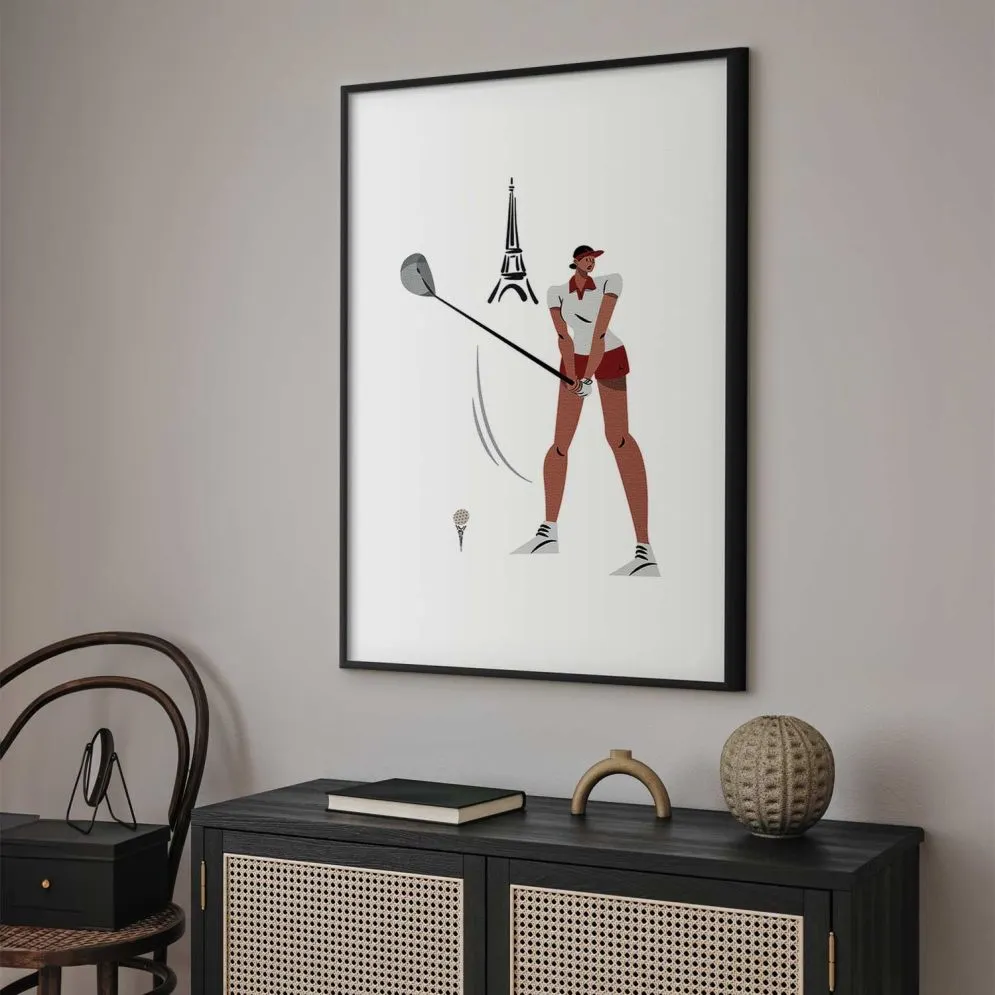 Plakat Francuska golfistka 60x90 cm z ramą czarną z marginesem | MIRAT.