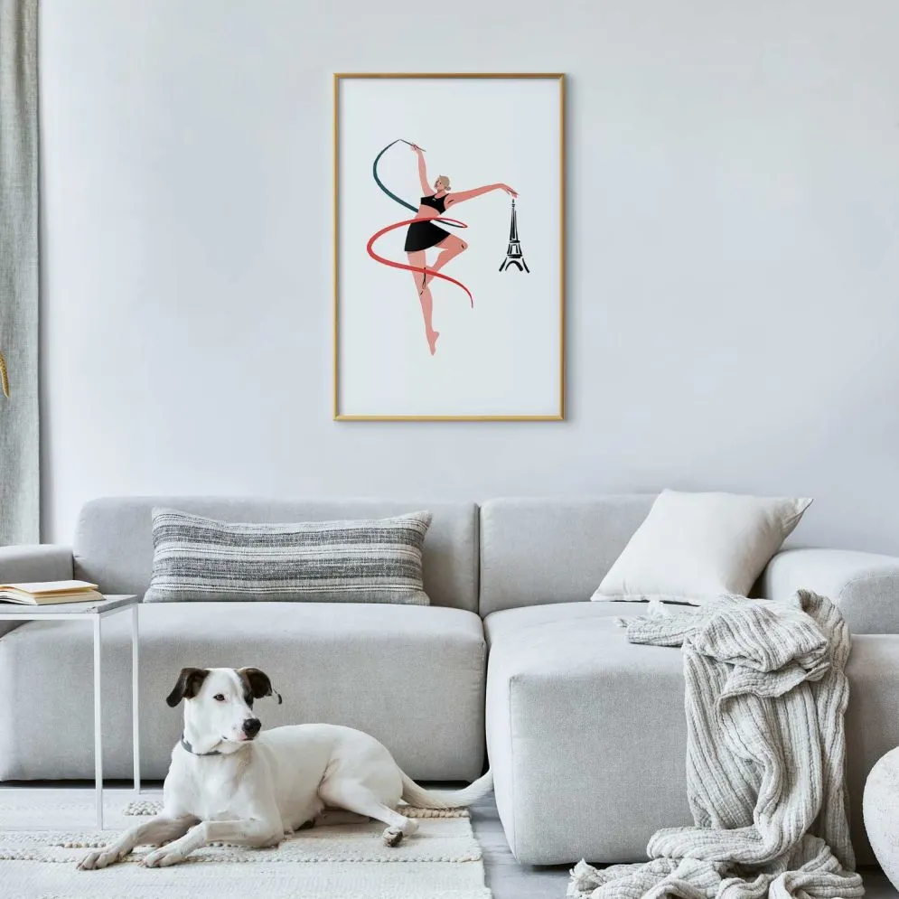 Plakat Gimnastyka artystyczna 60x90 cm z ramą złotą z marginesem | MIRAT.