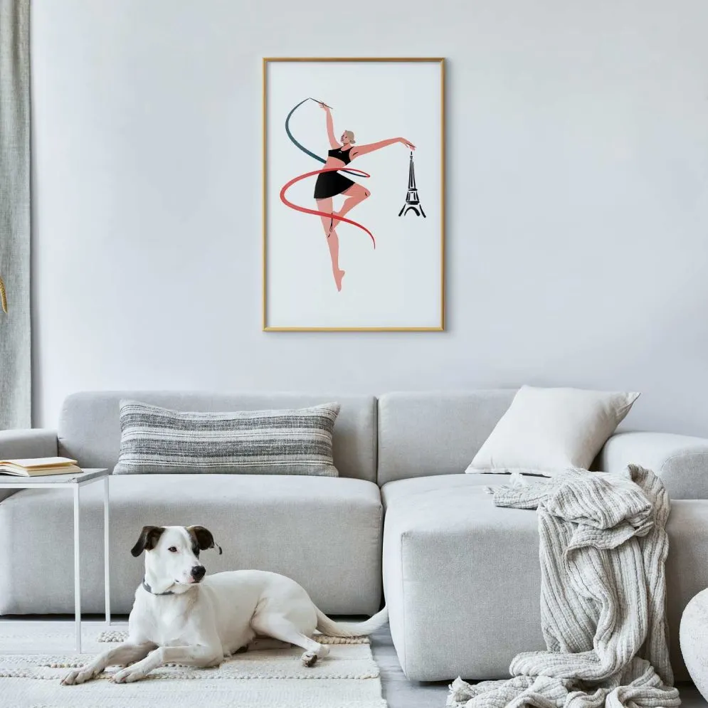 Plakat Gimnastyka artystyczna 60x90 cm z ramą złotą bez marginesu | MIRAT.