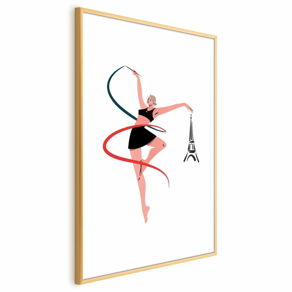 Plakat Gimnastyka artystyczna 60x90 cm z ramą złotą z marginesem | MIRAT.