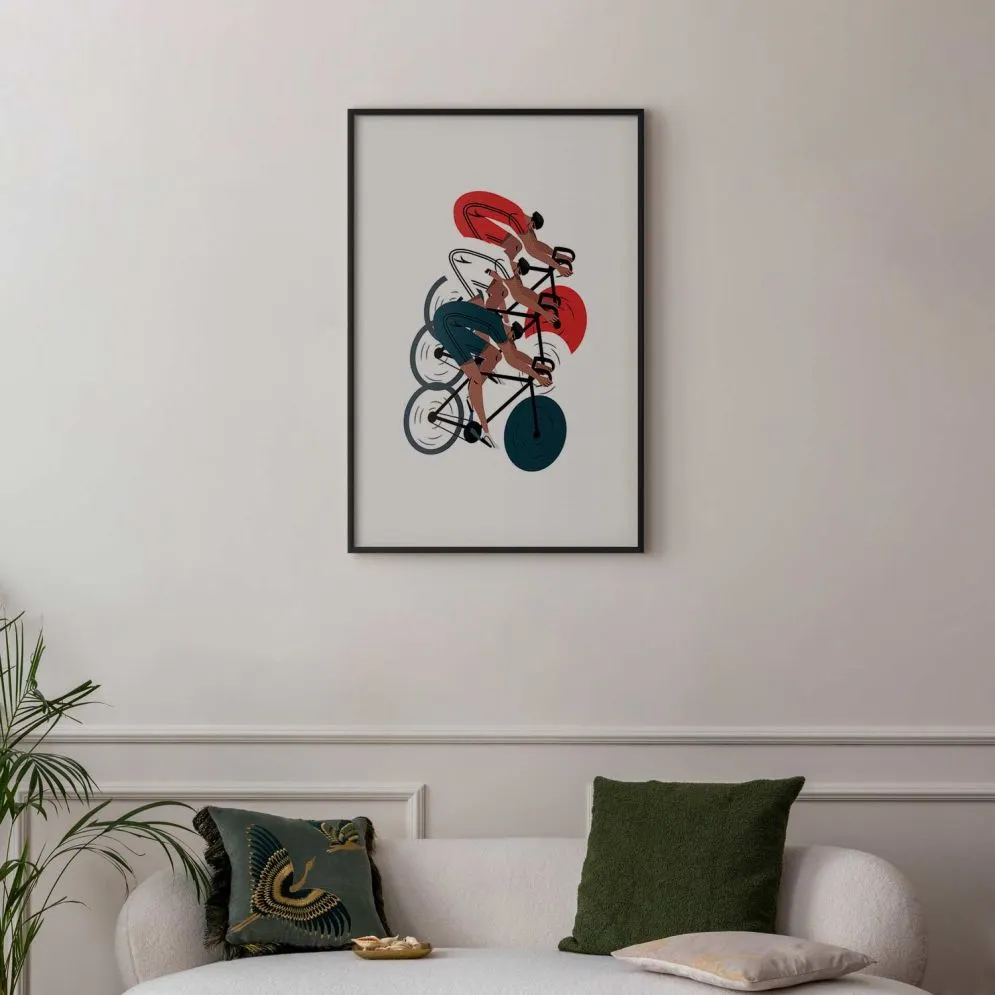 Plakat Wyścig kolarski 21x30 cm z ramą czarną z marginesem | MIRAT.