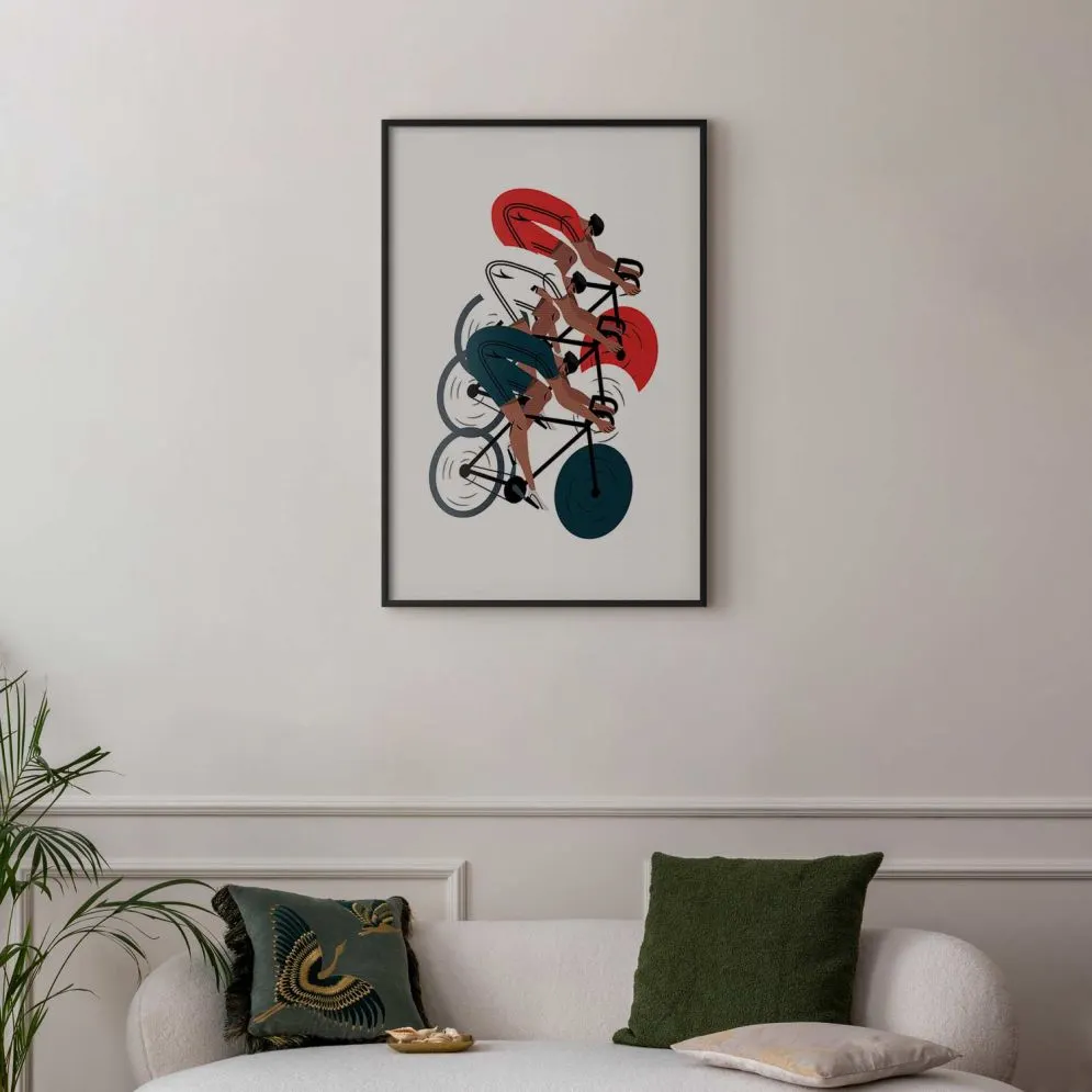 Plakat Wyścig kolarski 29,7x42 cm z ramą czarną bez marginesu | MIRAT.