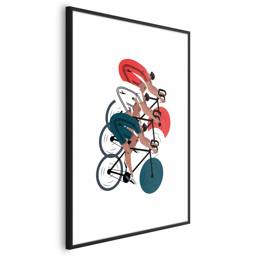 Plakat Wyścig kolarski 21x30 cm z ramą czarną z marginesem | MIRAT.