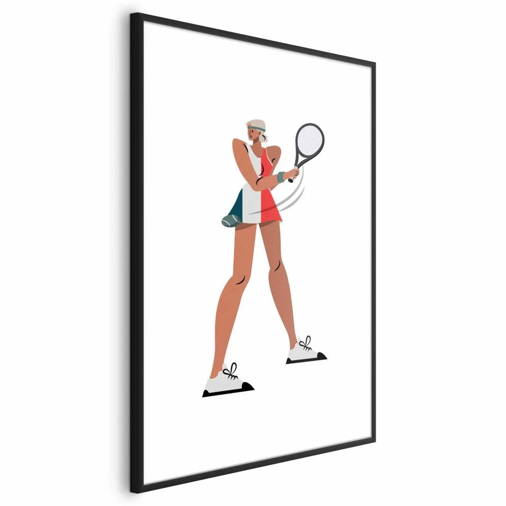 Plakat Tenisistka z rakietą 60x90 cm z ramą czarną bez marginesu | MIRAT.