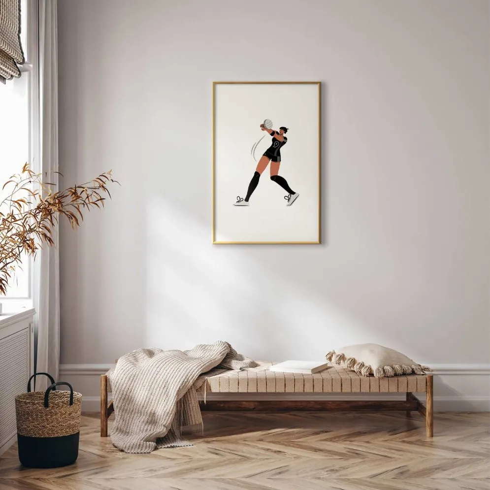 Plakat Siatkarka 21x30 cm z ramą złotą z marginesem | MIRAT.