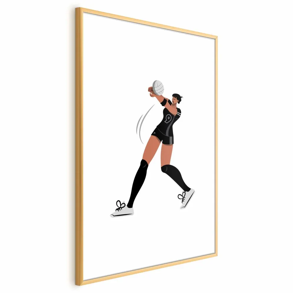 Plakat Siatkarka 21x30 cm z ramą złotą z marginesem | MIRAT.