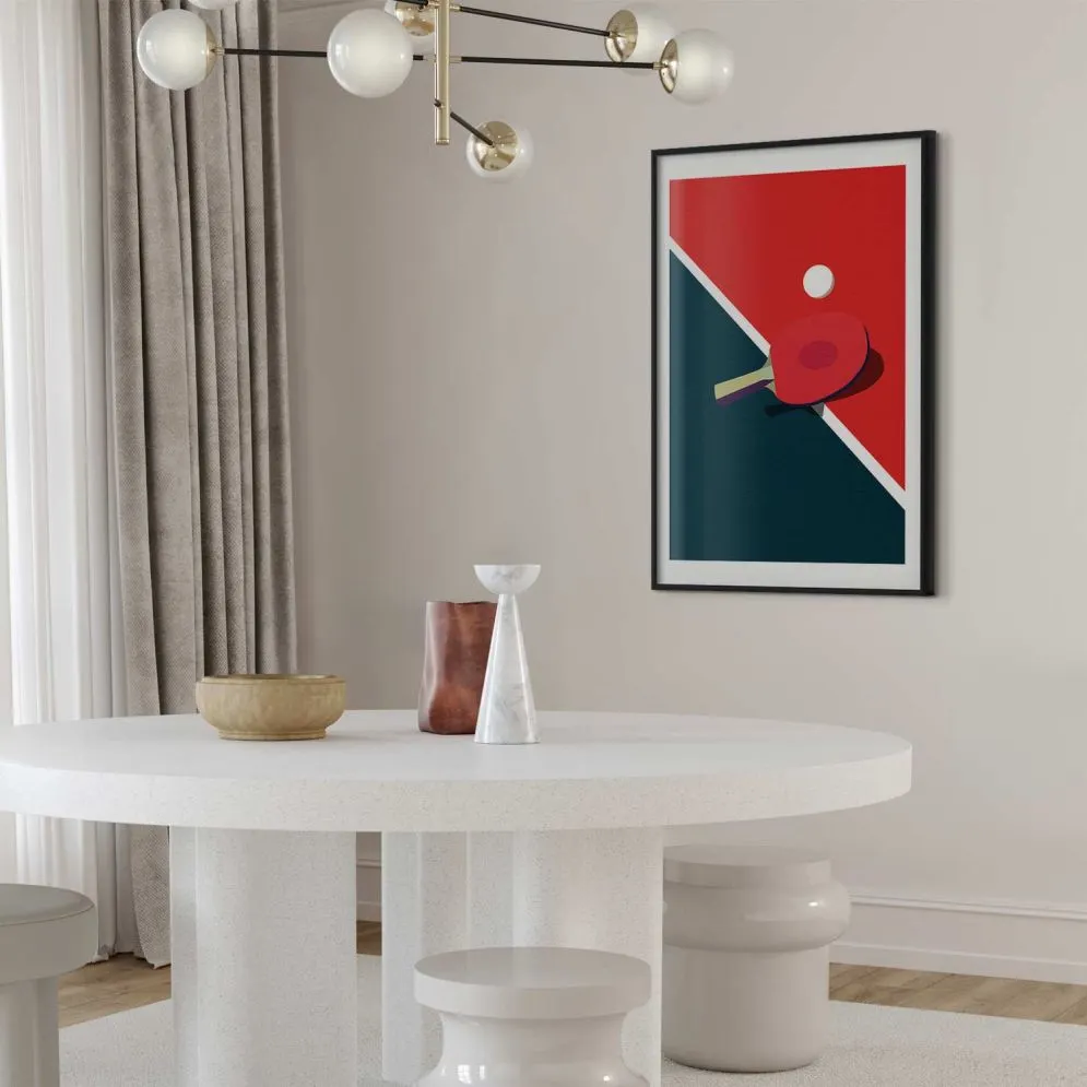 Plakat Tenis stołowy 21x30 cm z ramą czarną z marginesem | MIRAT.