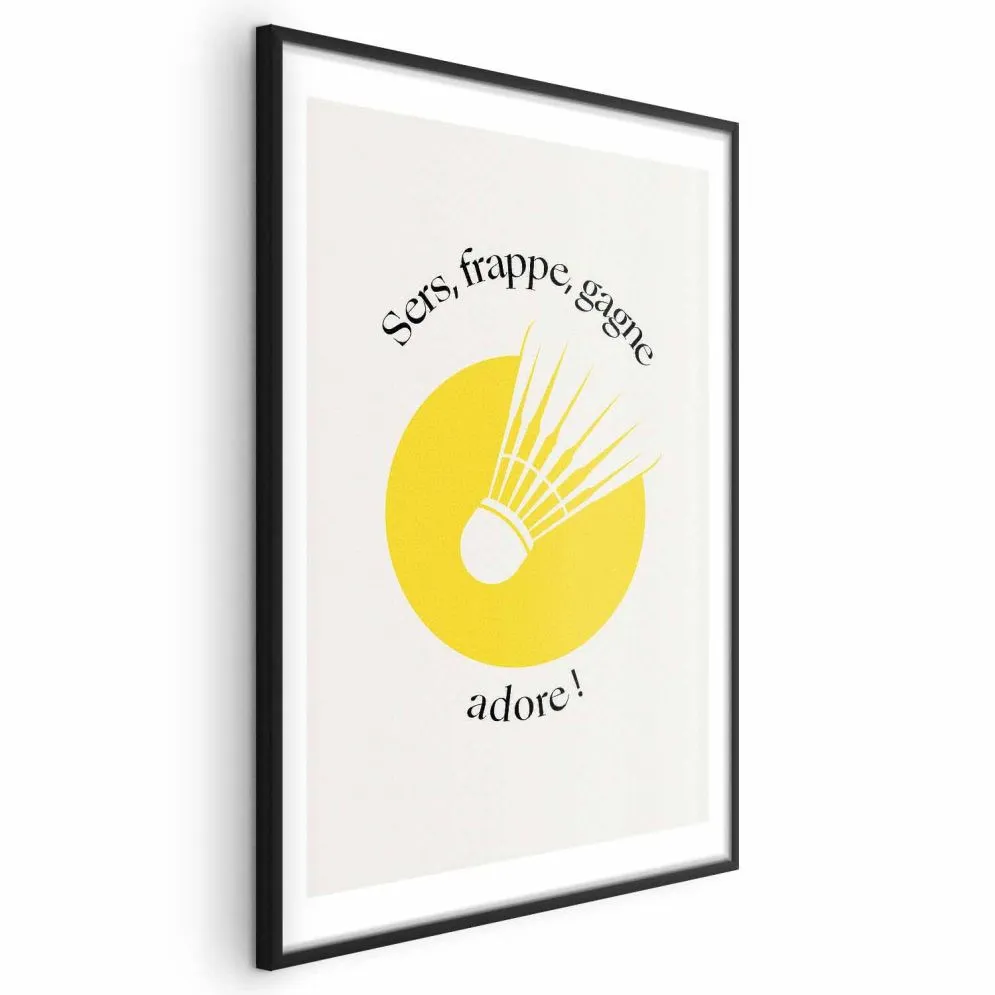 Plakat Lotka do badmintona 40x60 cm z ramą czarną z marginesem | MIRAT.