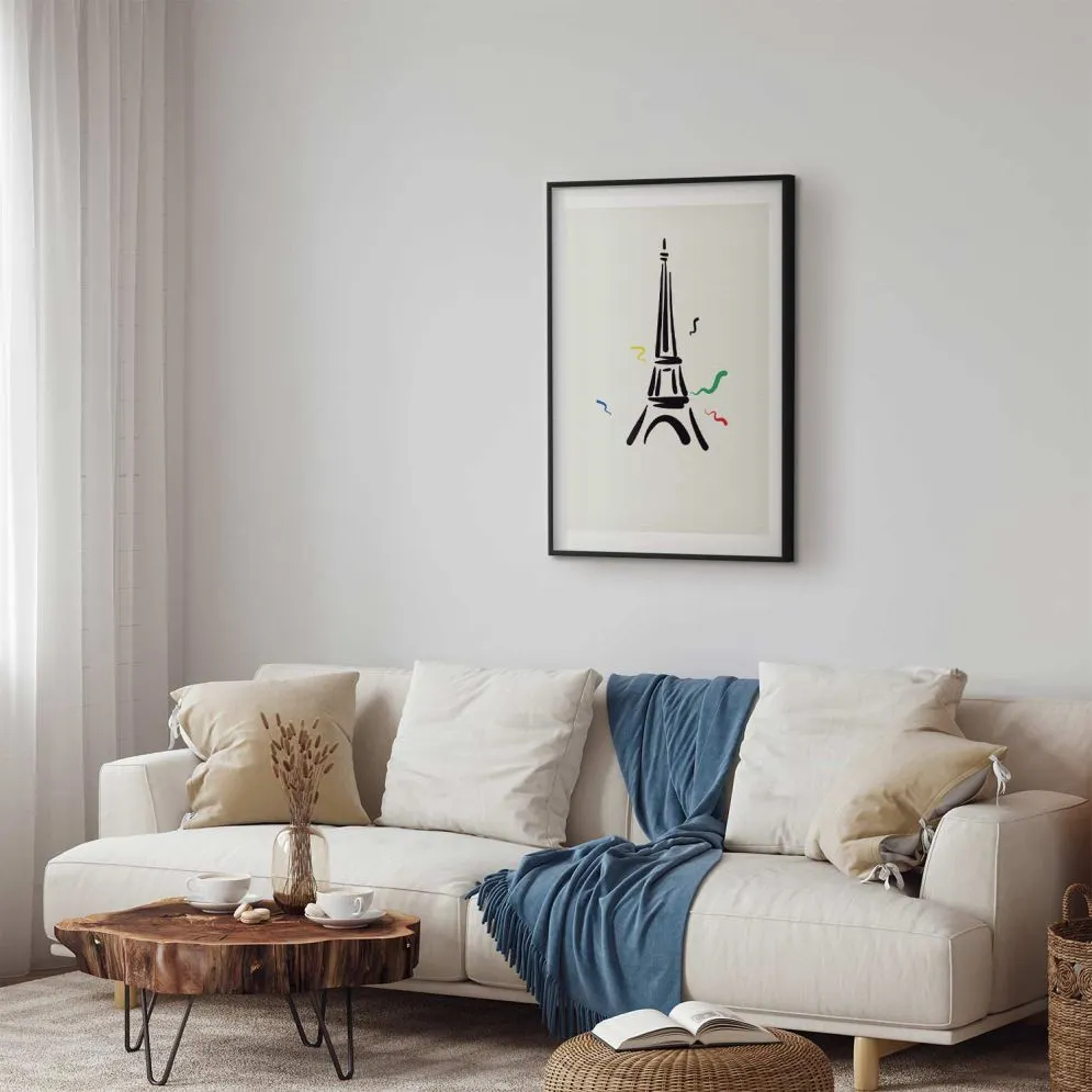 Plakat Wieża Eiffla 60x90 cm z ramą czarną z marginesem | MIRAT.