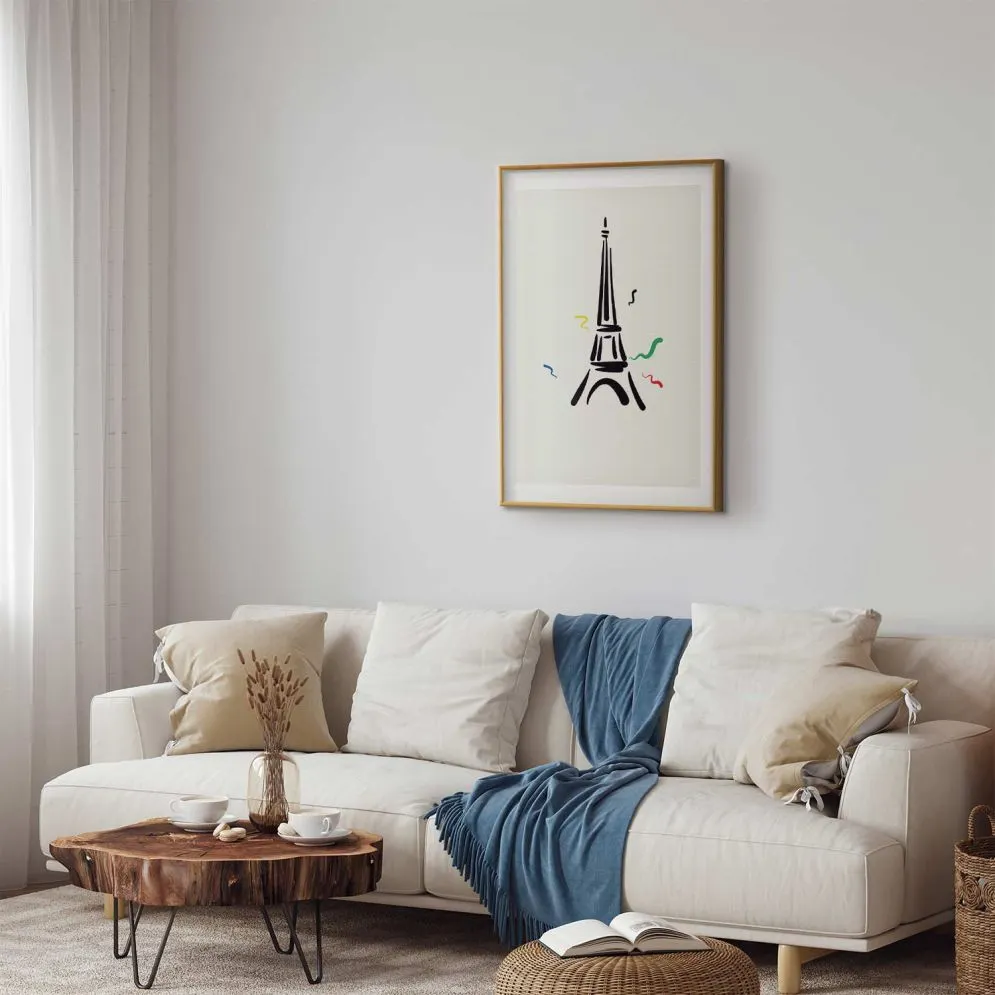 Plakat Wieża Eiffla 60x90 cm z ramą złotą z marginesem | MIRAT.