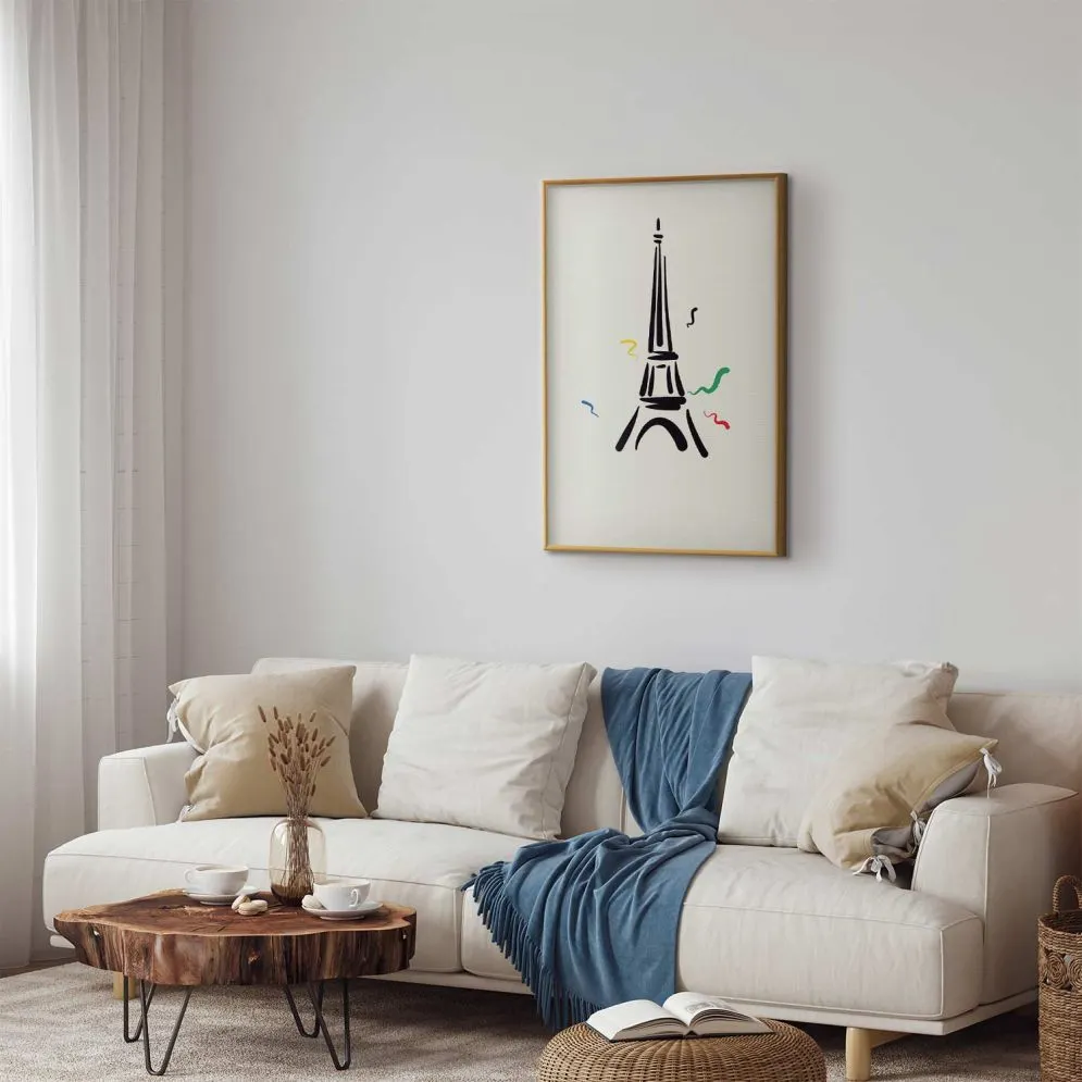 Plakat Wieża Eiffla 60x90 cm z ramą złotą bez marginesu | MIRAT.