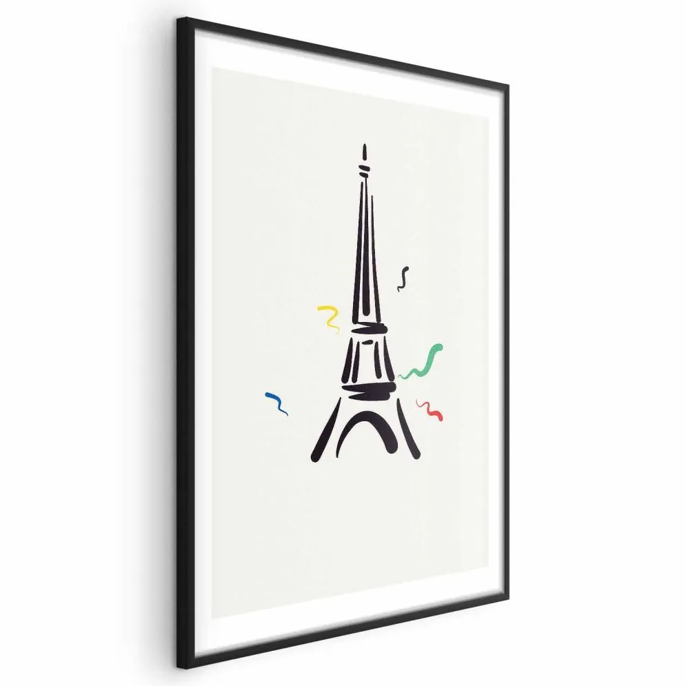 Plakat Wieża Eiffla 60x90 cm z ramą czarną z marginesem | MIRAT.