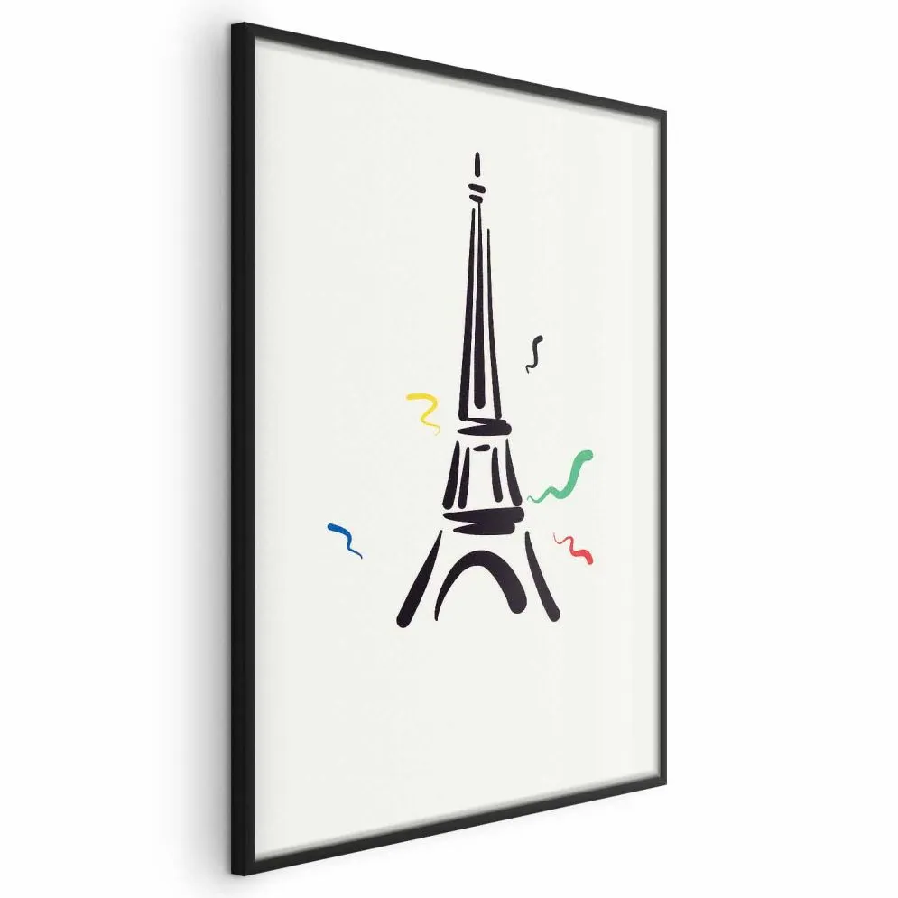 Plakat Wieża Eiffla 60x90 cm z ramą czarną bez marginesu | MIRAT.