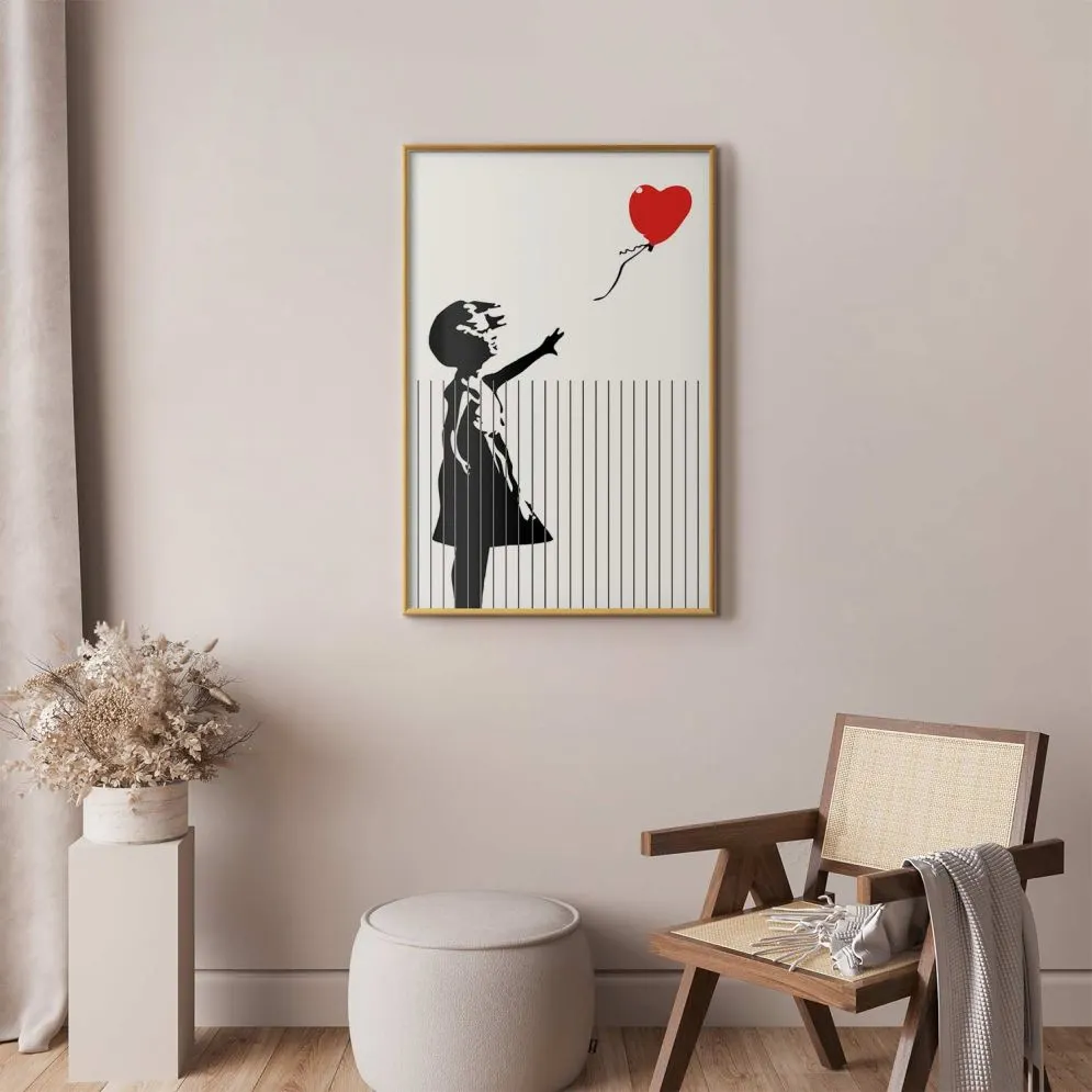 Plakat Pocięty Banksy 60x90 cm z ramą złotą bez marginesu | MIRAT.