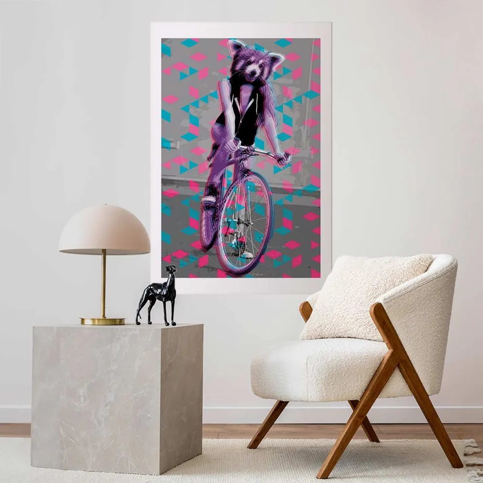 Plakat Szop na rowerze 40x60 cm bez ramy z marginesem | MIRAT.