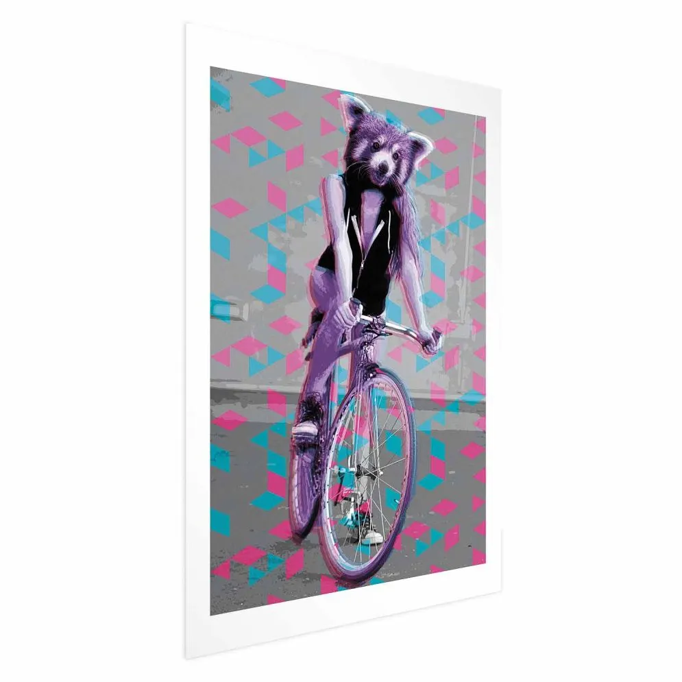 Plakat Szop na rowerze 40x60 cm bez ramy z marginesem | MIRAT.