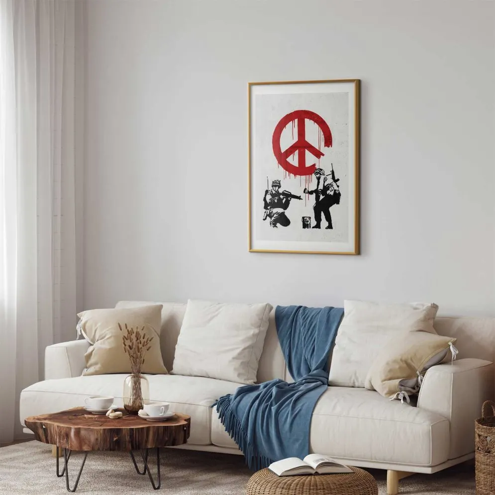 Plakat Wojna i pokój 60x90 cm z ramą złotą z marginesem | MIRAT.