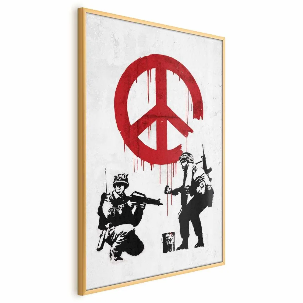 Plakat Wojna i pokój 21x30 cm z ramą złotą bez marginesu | MIRAT.