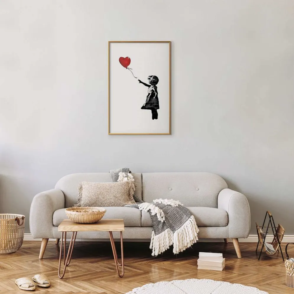 Plakat Banksy: Dziewczynka 60x90 cm z ramą złotą z marginesem | MIRAT.