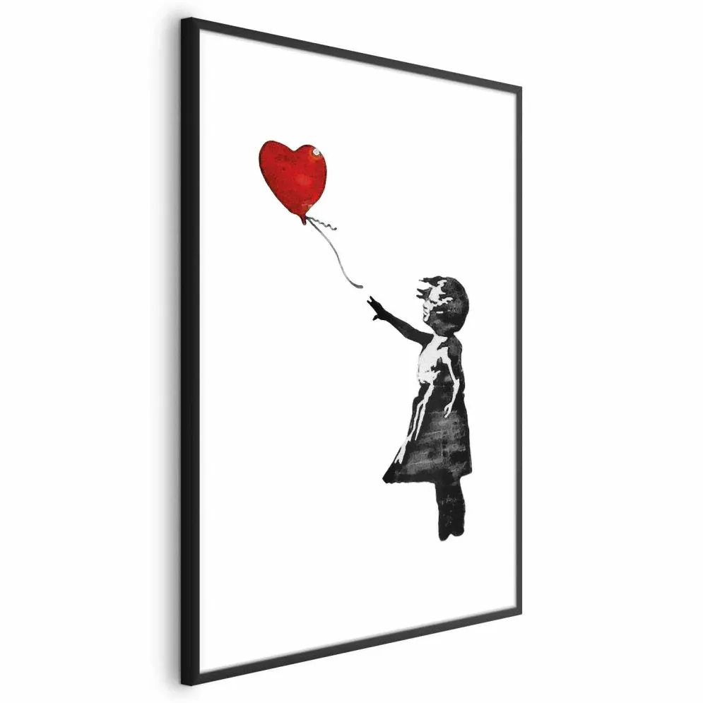 Plakat Banksy: Dziewczynka 21x30 cm z ramą czarną z marginesem | MIRAT.