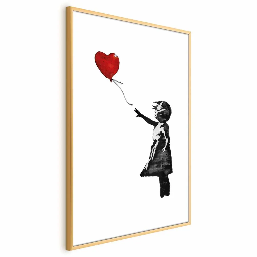 Plakat Banksy: Dziewczynka 60x90 cm z ramą złotą z marginesem | MIRAT.