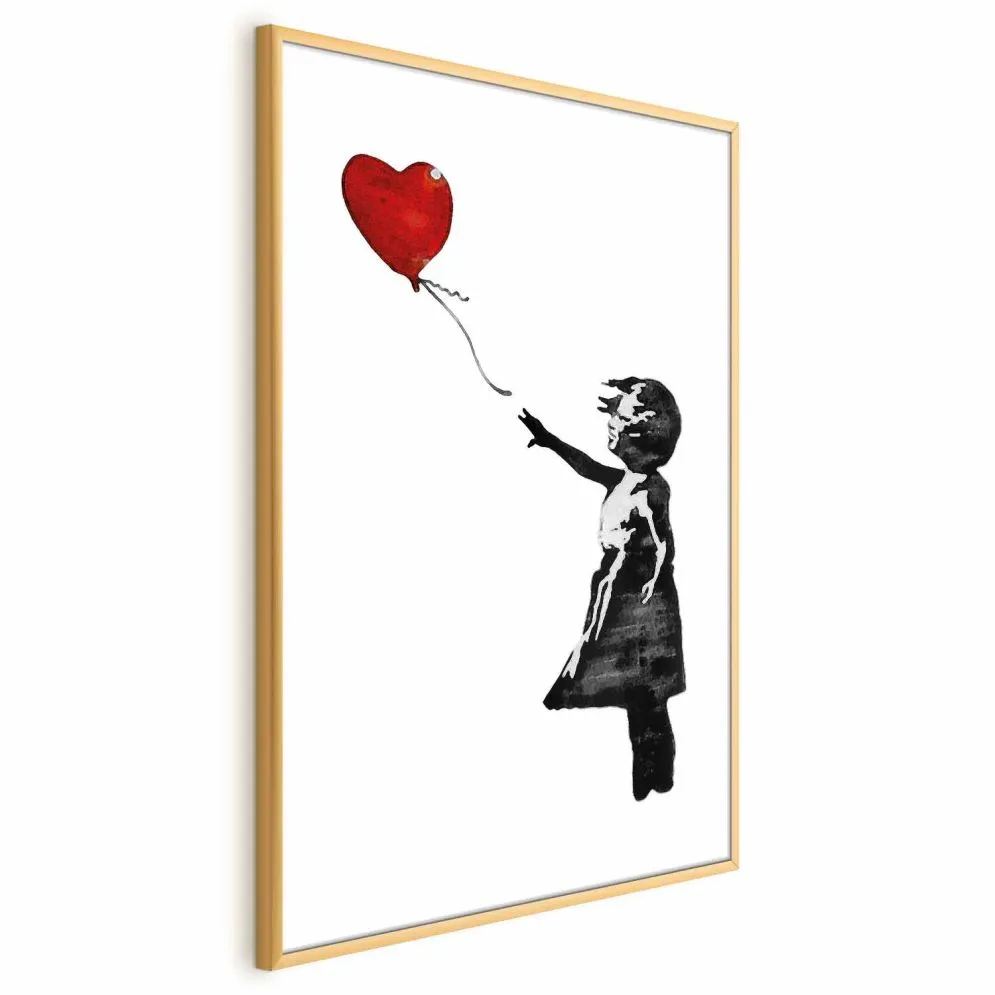 Plakat Banksy: Dziewczynka 29,7x42 cm z ramą złotą bez marginesu | MIRAT.