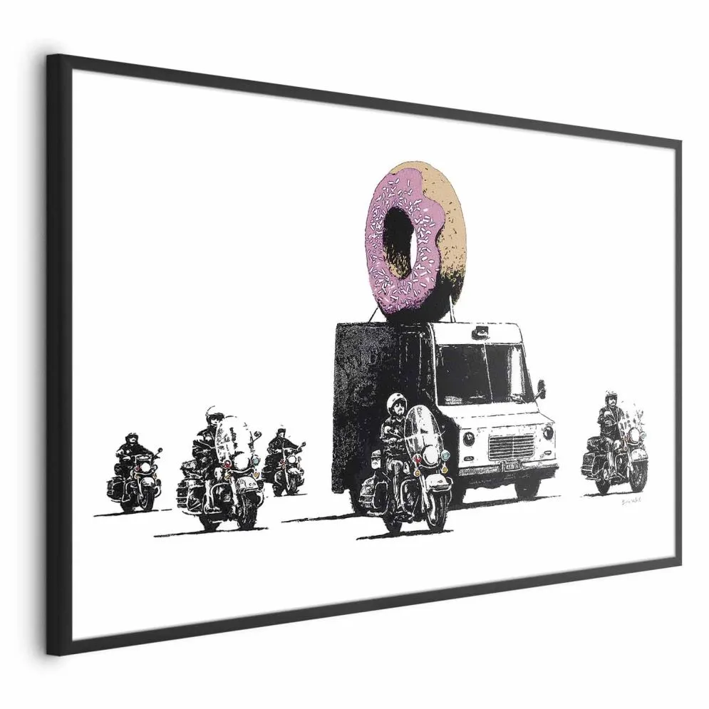 Plakat Pączkowa policja 30x21 cm z ramą czarną bez marginesu | MIRAT.