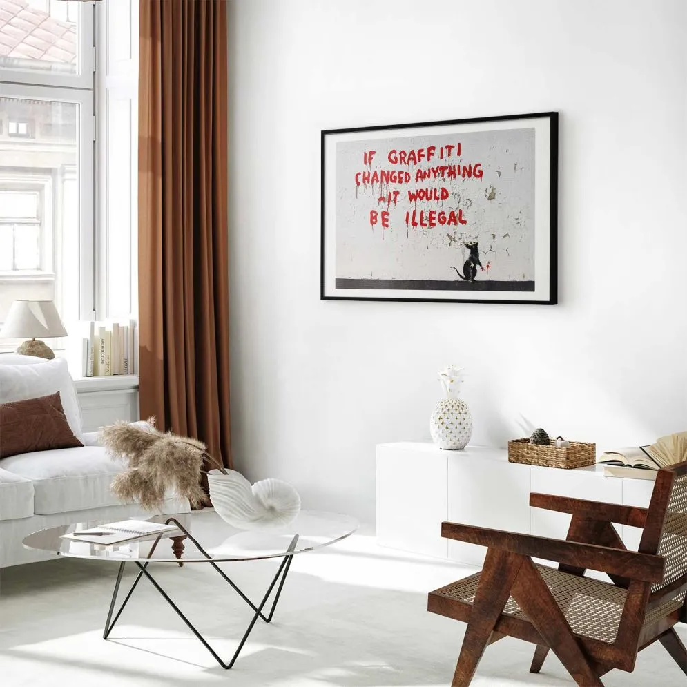 Plakat Cytat graffiti 90x60 cm z ramą czarną z marginesem | MIRAT.