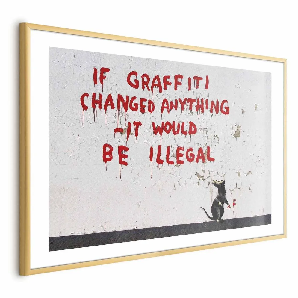 Plakat Cytat graffiti 30x21 cm z ramą złotą z marginesem | MIRAT.