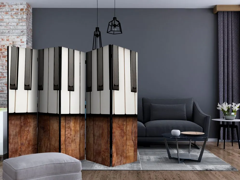 Parawan akustyczny Ludzie 225x172 cm 5-częściowy brązowy | MIRAT.
