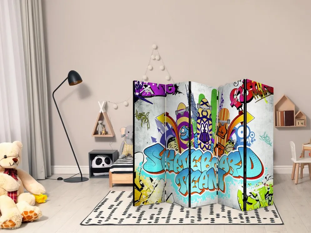 Parawan jednostronny Street art 225x172 cm 5-częściowy wielokolorowy | MIRAT.