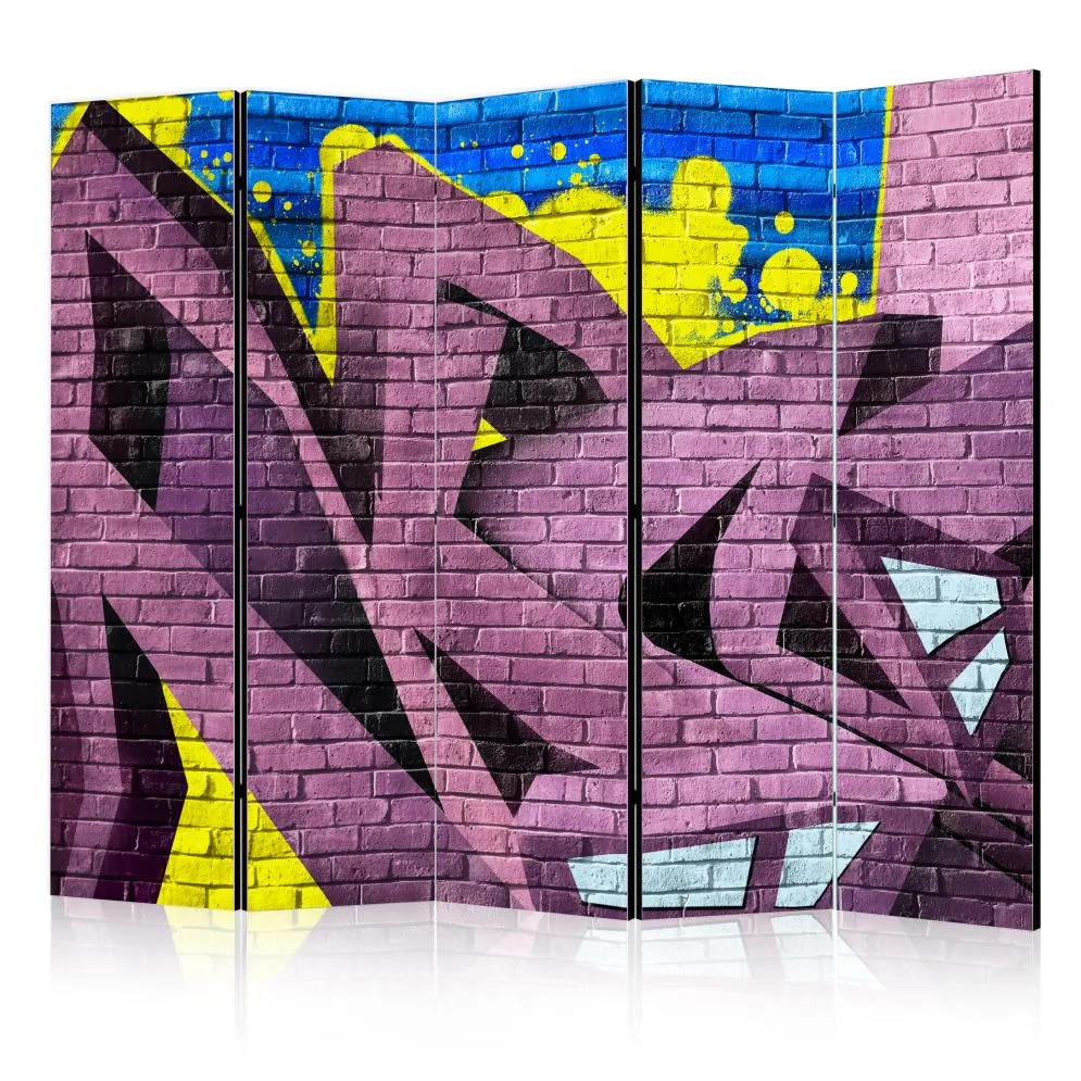 Parawan dwustronny Street art 225x172 cm 5-częściowy fioletowy | MIRAT.