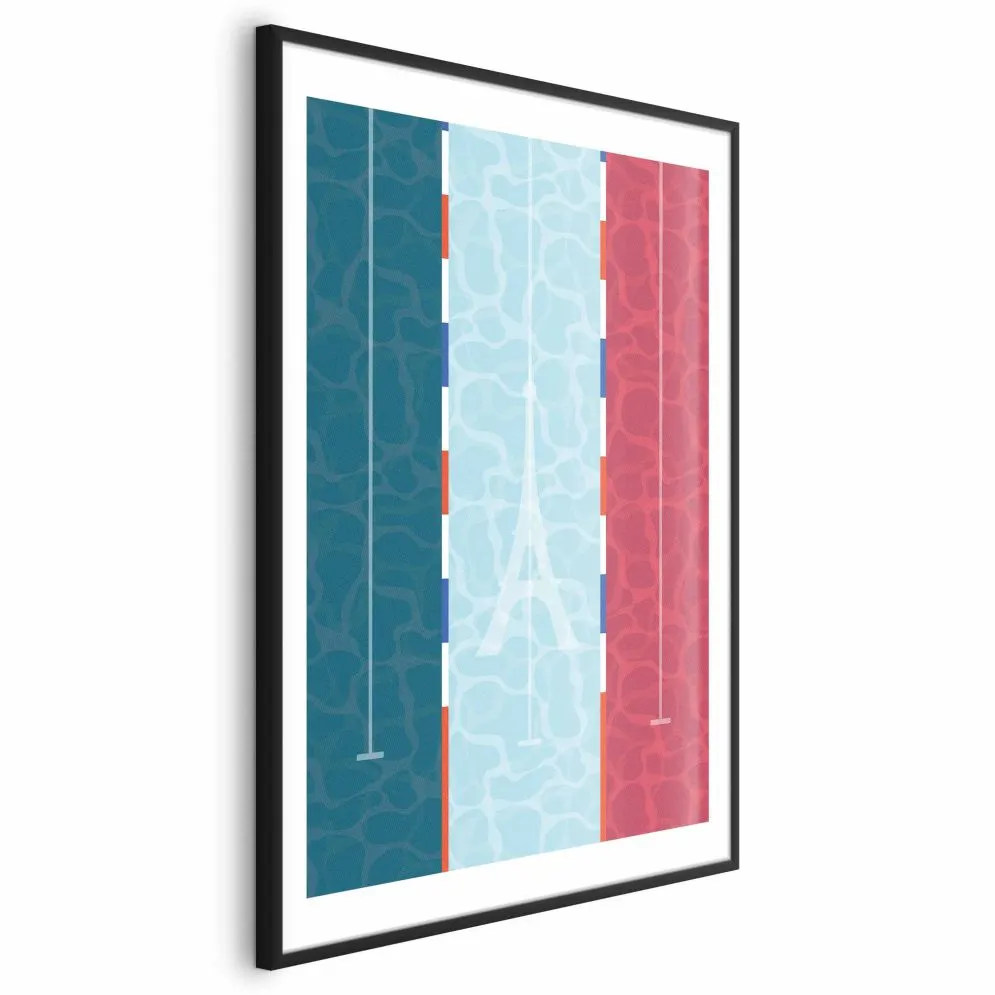 Plakat Francuski basen 40x60 cm z ramą czarną z marginesem | MIRAT.