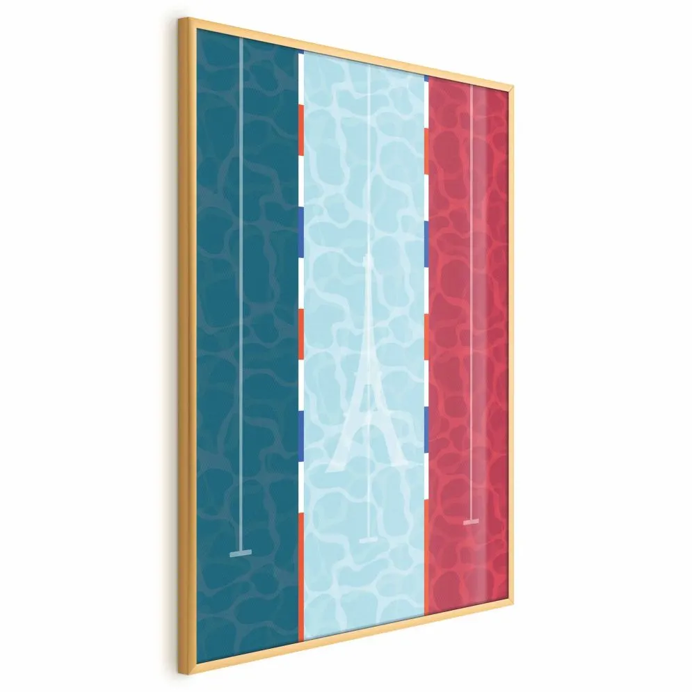 Plakat Francuski basen 40x60 cm z ramą złotą bez marginesu | MIRAT.